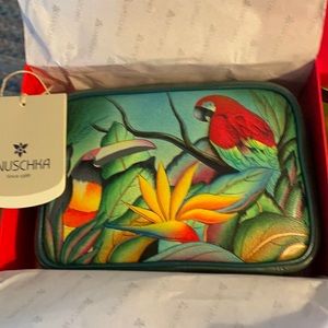 Anuschka leather hand painted jewelry travel case